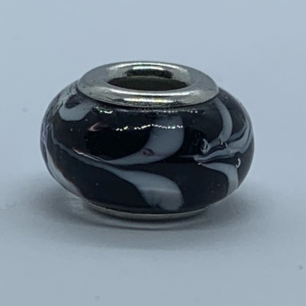 Black & White Murano Style Bead Charm ( 3 for $15 )